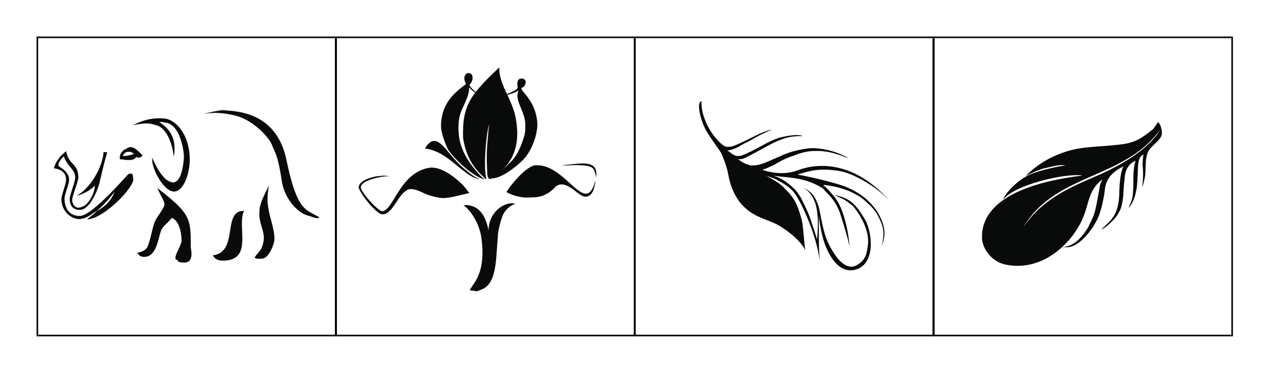 Four finalized identity marks shown together as a consistent set.